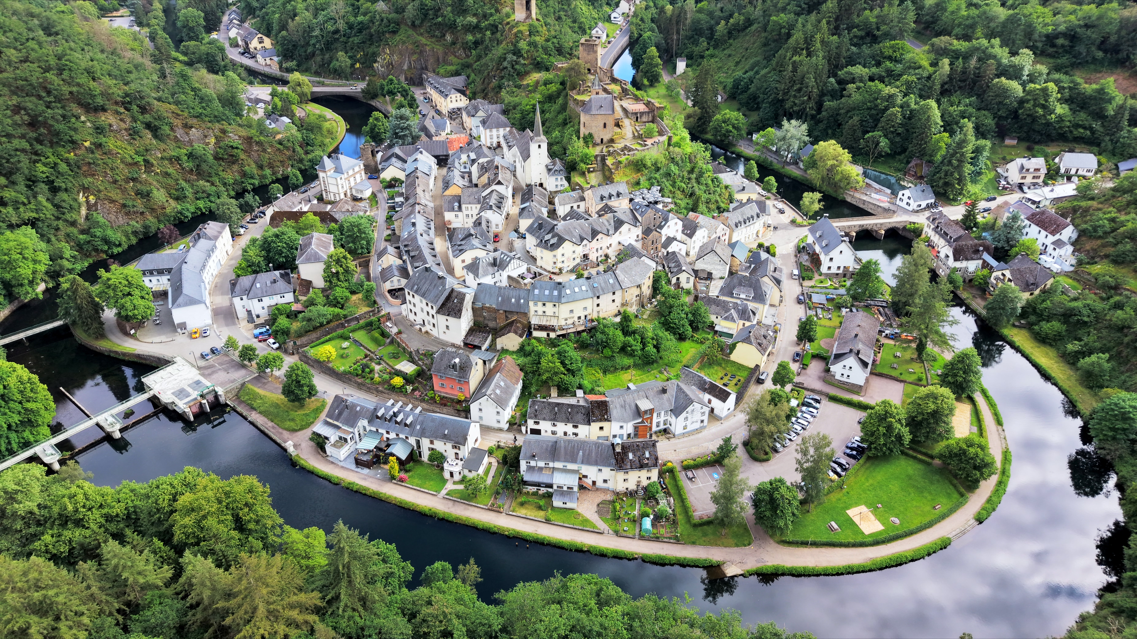 Esch-sur-Sûre island village from above