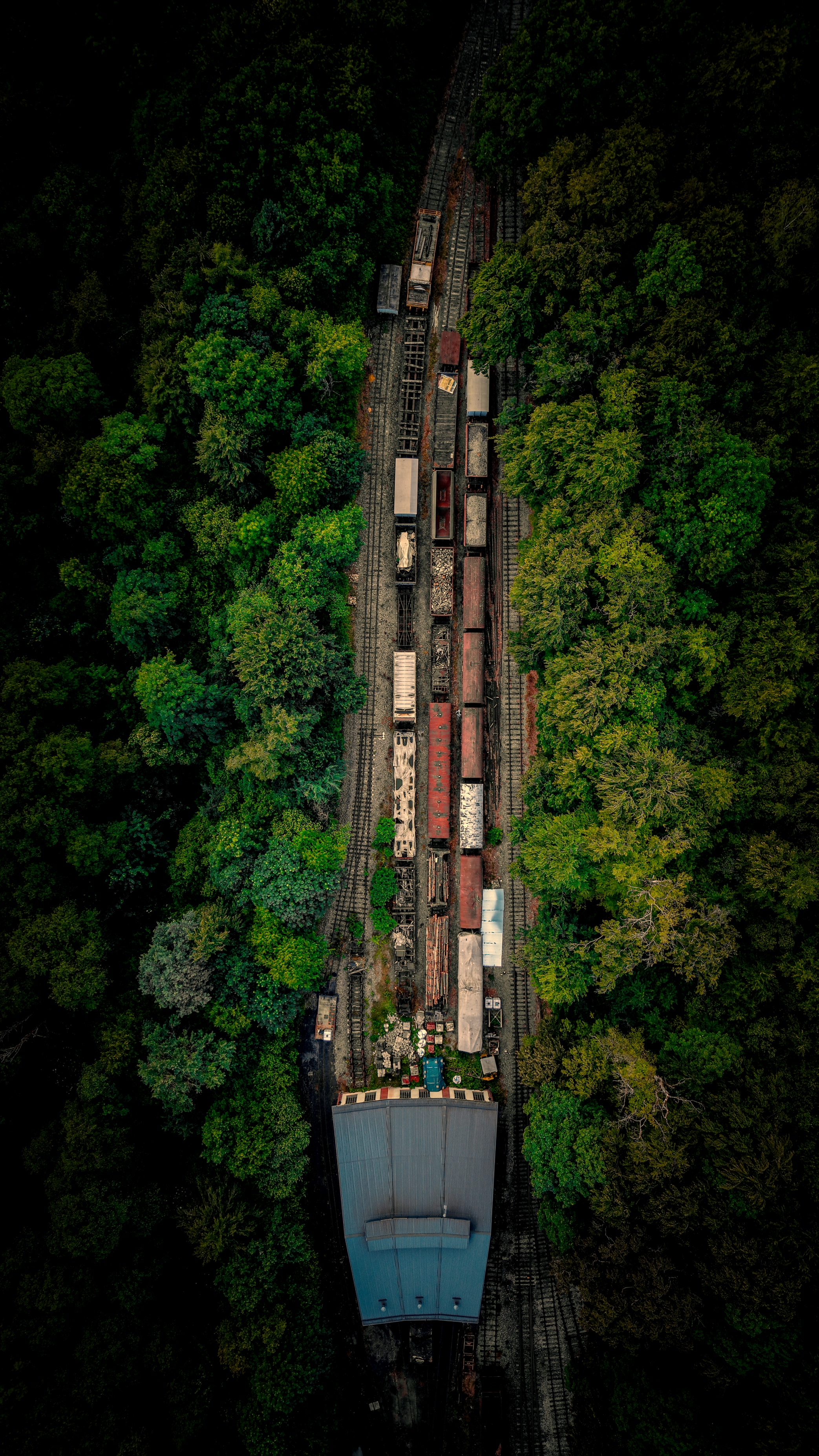 Heritage rail yard at Fond de Gras, nadir view