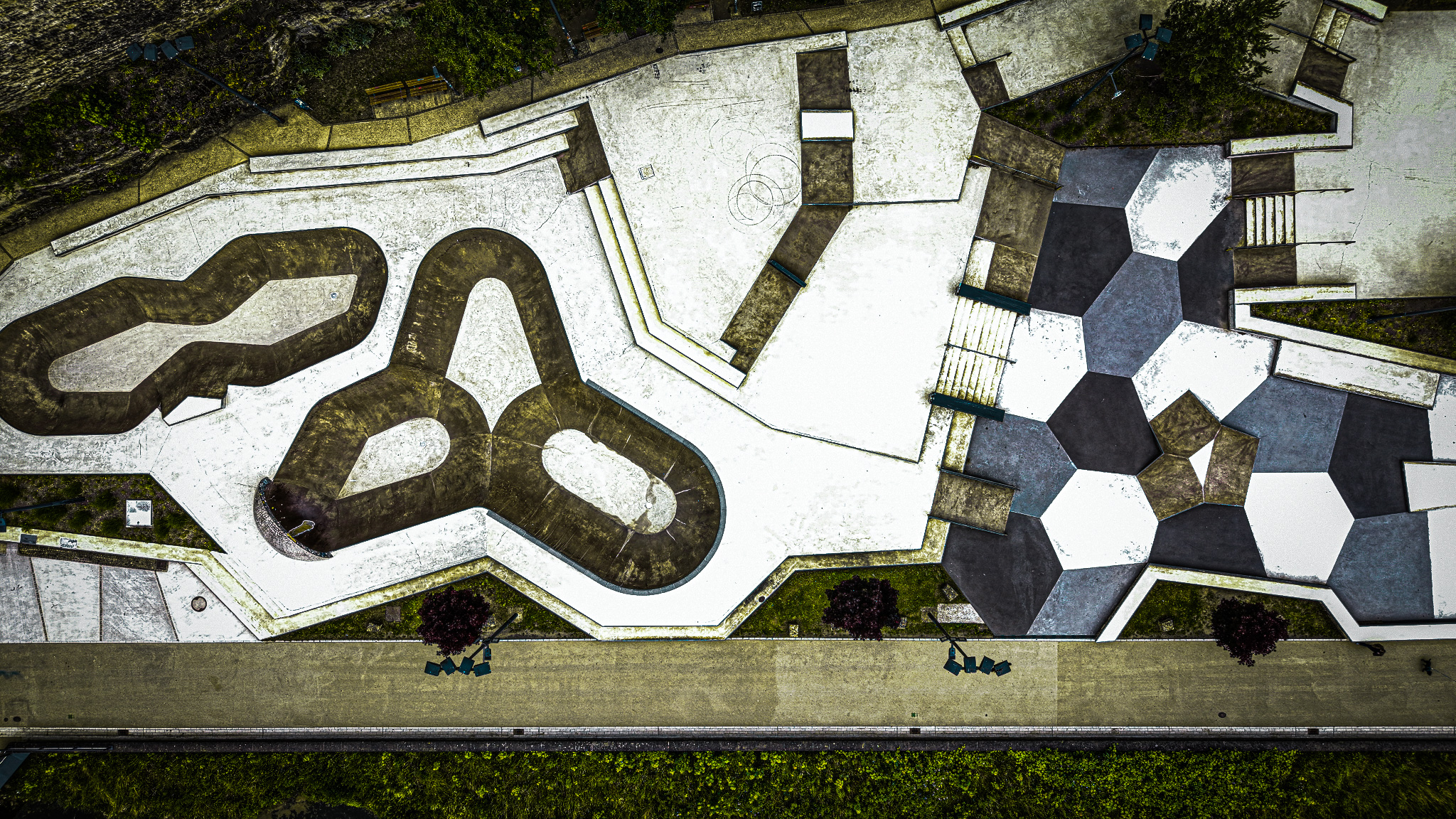Pétrusse skate park from directly above