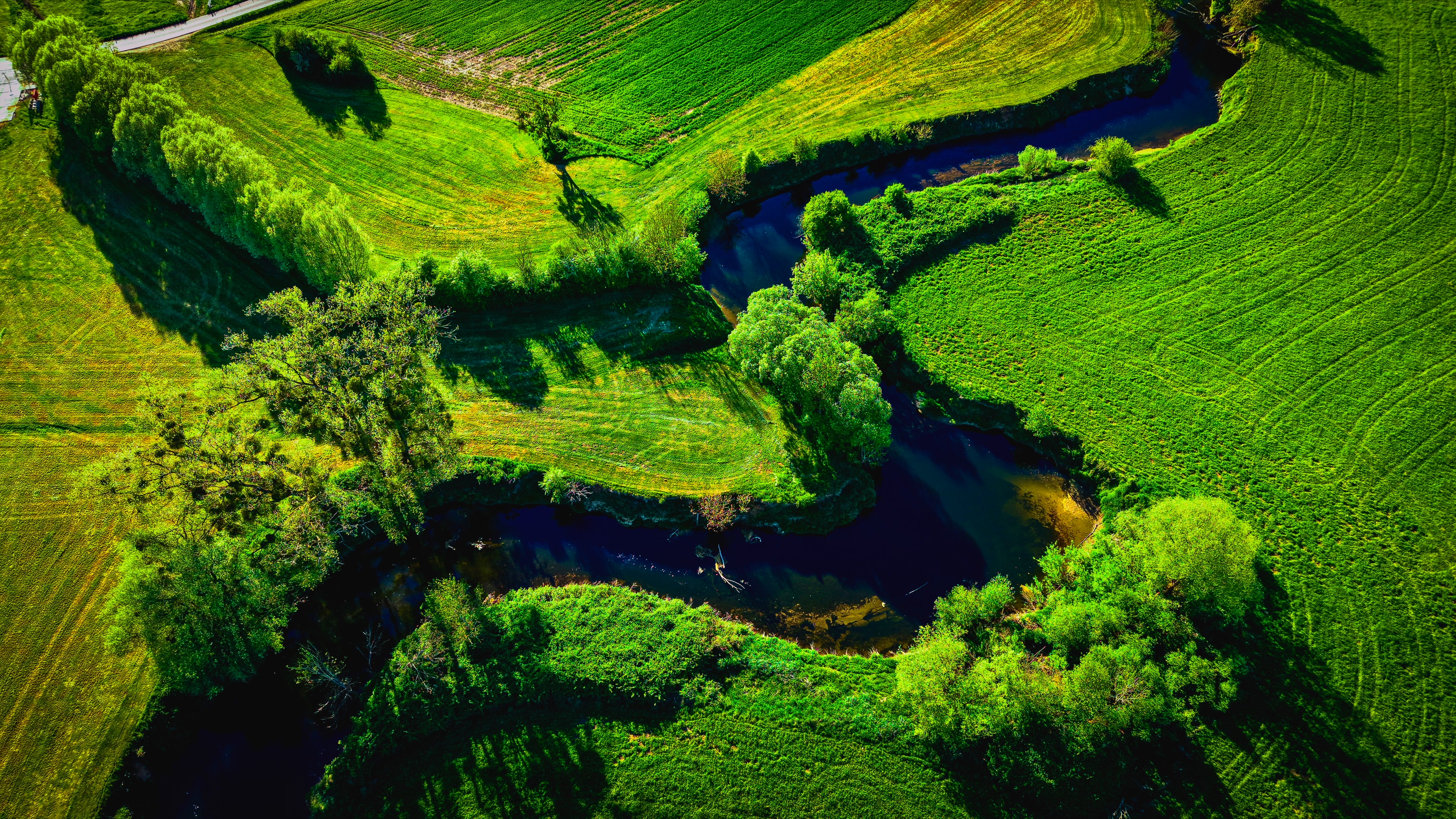 The Alzette river in saturated spring fields